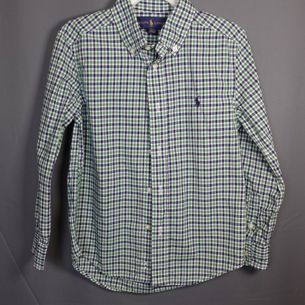 Ralph Lauren Green and Blue Button Down Shirt